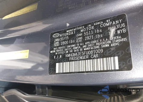 2015 Hyundai Genesis 3.8 from USA, damaged, VIN KMHGN4JE5FU081009